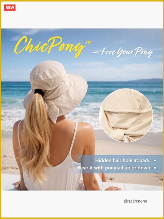 UPF 50+ Cotton Linen Wide Brim Sun Hat with Ponytail Hole main image 6